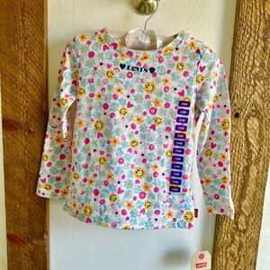 New Levi’s 24M Long Sleeve Smiley Face, Hearts, Floral Girls Long Sleeve Shirt